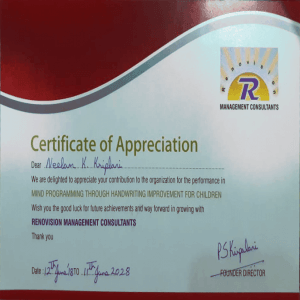 Certificate of Appreciation