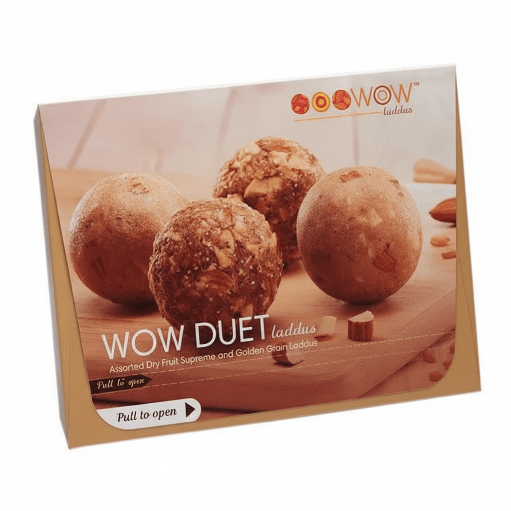 Wow Duet Laddus box (12 pieces, 6 each of 2 types of laddus ladoos) , diwali gift hamper , corporate gifting